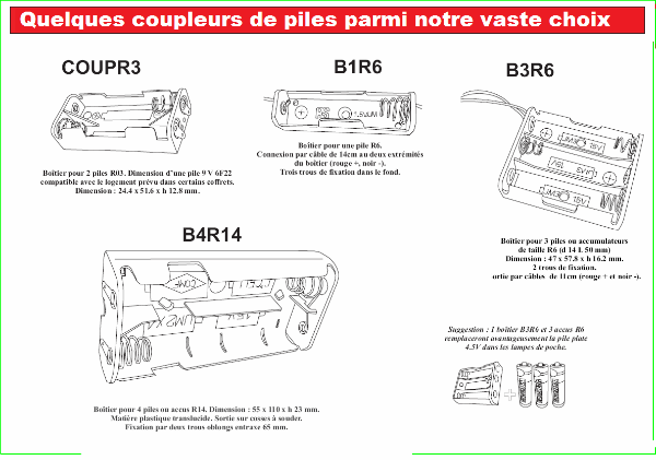 Coupleur 8 piles r6 carre a fils alum8-f boitier coffret